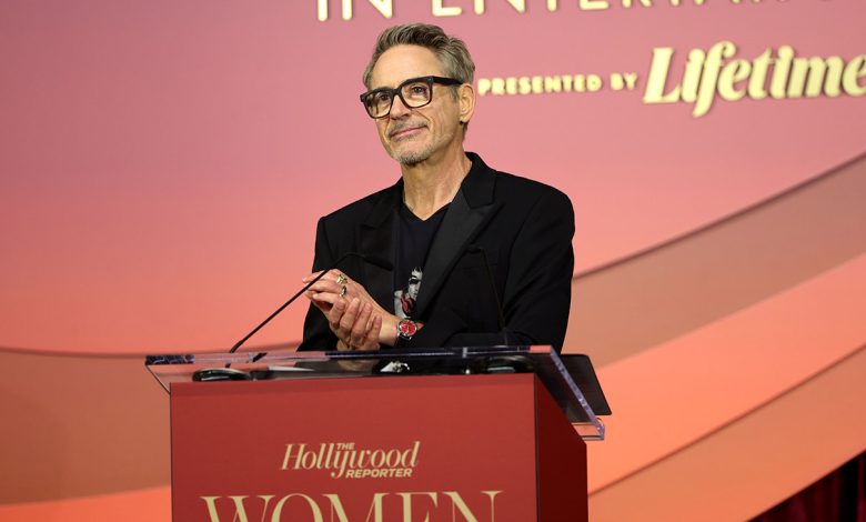 Robert Downey Jr. speaks onstage during The Hollywood Reporter Women In Entertainment Presented By Lifetime at The Beverly Hills Hotel on December 03, 2025 in Beverly Hills, California.