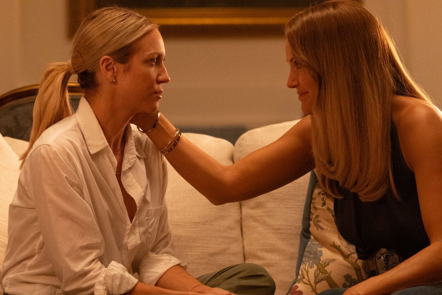 Malin Akerman as Margo with Brittany Snow in The Hunting Wives.