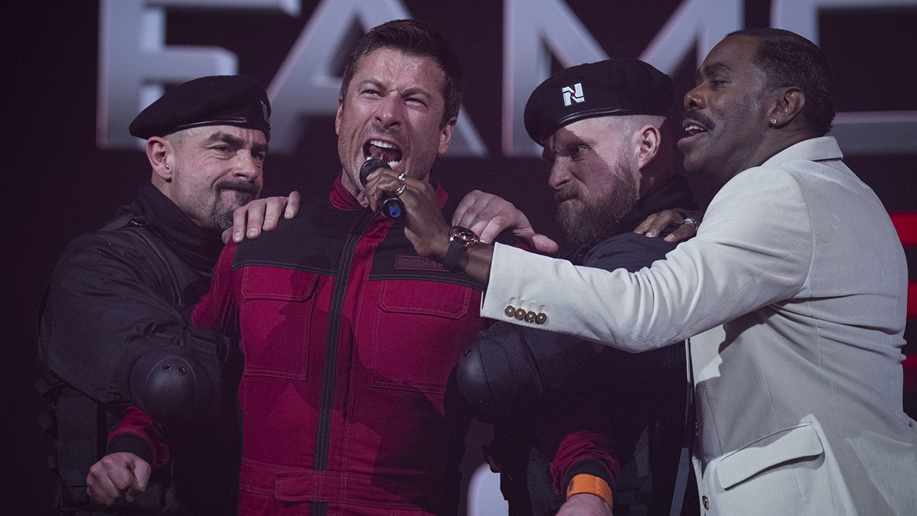 Glen Powell, left, and Colman Domingo star in Paramount Pictures' The Running Man