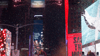 A view of the Ball Dropping during Times Square New Year