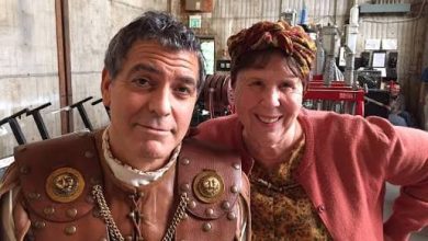 Helen Siff and George Clooney and on the set of