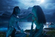 (L-R) Lo’ak (Britain Dalton) and Tsireya (Bailey Bass) in Avatar Fire and Ash