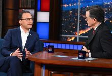 The Late Show with Stephen Colbert and guest Gov. Josh Shapiro during Thursday