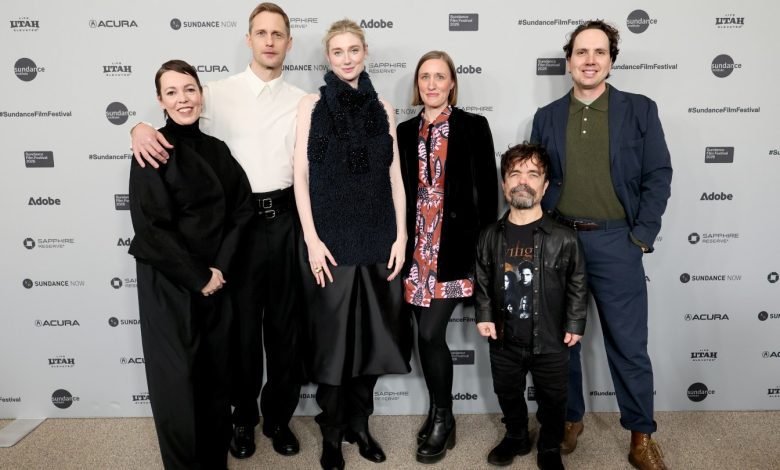 Olivia Colman, Alexander Skarsgård, Elizabeth Debicki, Eleanor Wilson, Peter Dinklage and Alex Huston Fischer attend the ‘Wicker premiere during the Sundance Film Festival at Eccles Center Theater in Park City, Utah on Jan. 24, 2026.