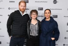 Prince Harry, Duke of Sussex, filmmaker Alysa Nahmias and Meghan, Duchess of Sussex, attend the ‘Cookie Queens’ screening at Eccles Theatre during the Sundance Film Festival in Park City, Utah on Jan. 25, 2026.
