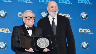 Director Martin Scorsese (L), recipient of the Feature Film Nomination Plaque for The Wolf of Wall Street, and actor-director Rob Reiner pose in the press roomposes in the press room during the 66th Annual Directors Guild Of America Awards held at the Hyatt Regency Century Plaza on January 25, 2014 in Century City, California. (Photo by Frazer Harrison/Getty Images)