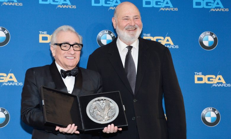 Director Martin Scorsese (L), recipient of the Feature Film Nomination Plaque for The Wolf of Wall Street, and actor-director Rob Reiner pose in the press roomposes in the press room during the 66th Annual Directors Guild Of America Awards held at the Hyatt Regency Century Plaza on January 25, 2014 in Century City, California. (Photo by Frazer Harrison/Getty Images)