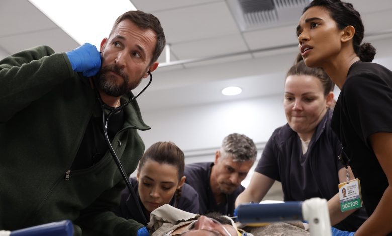 Noah Wyle, Ned Brower, Supriya Ganesh in season 2 of The Pitt