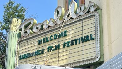 A view of the exterior of Boulder Theater in Boulder, Colorado.