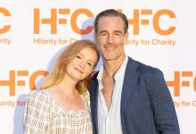 James Van Der Beek (R) and Kimberly Van Der Beek attend HFC’s Brain Health Dinner on September 30, 2023 in Austin, Texas.