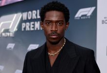 Damson Idris attends the world premiere of ‘F1’ in New York’s Times Square on June 16, 2025.