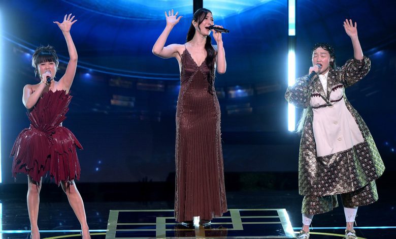 Rei Ami, EJAE and Audrey Nuna perform at the BAFTA Film Awards 2026 on Feb. 22, 2026, in London.