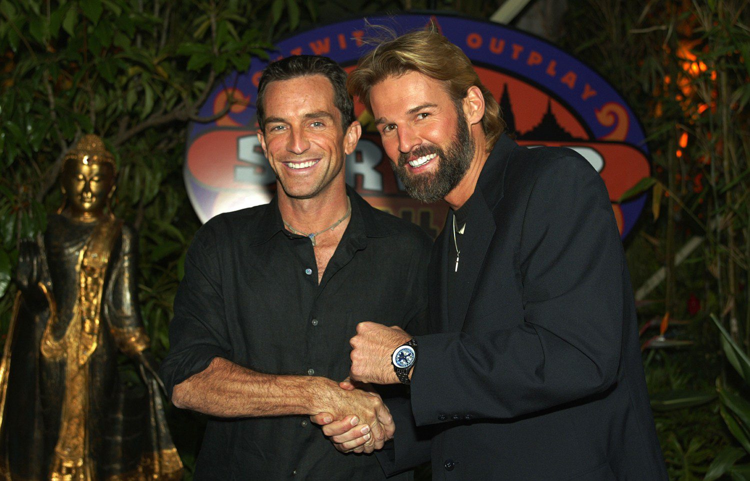 Jeff Probst and Brian Heidik at 'Survivor: Thailand Finale and Reunion Show' at CBS Television City in Los Angeles, CA, on Dec. 19, 2002.