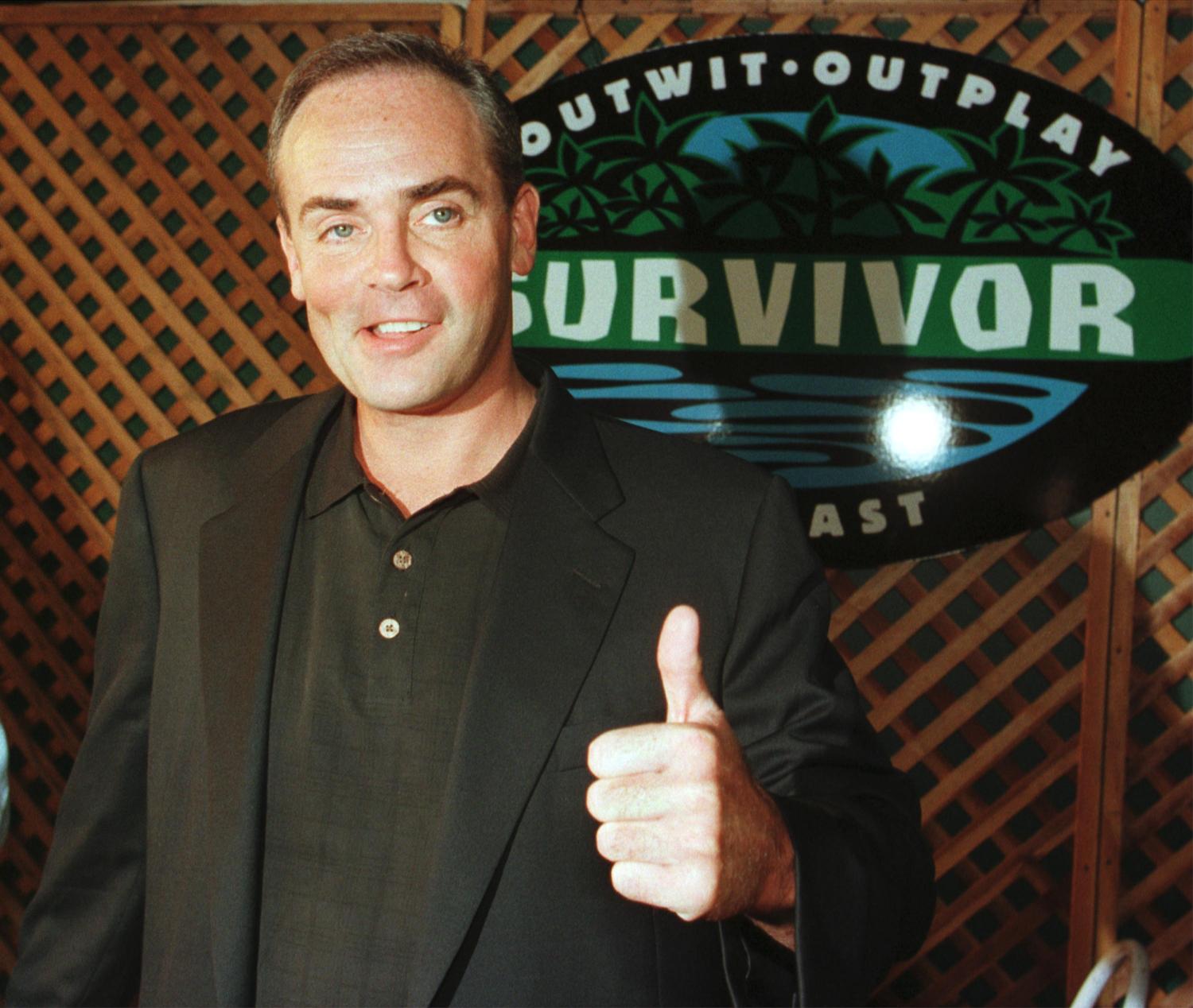 Richard Hatch arrives for the "Survivor: The Reunion" party at the CBS studios August 23, 2000.