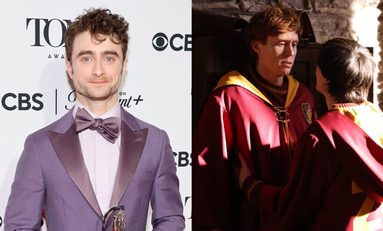 Daniel Radcliffe and Ben Marshall and Finn Wolfhard in Heated Wizardry.