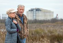Jane Fonda visits John Allaire, a retired environmental engineer and Southwest Louisiana resident, who has been battling the expansion of liquefied natural gas exports near him.