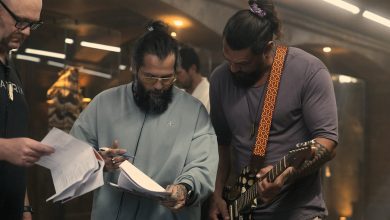 Director Ángel Manuel Soto and Jason Momoa on The Wrecking Crew set