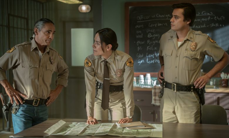 Zahn McClarnon as Joe Leaphorn, Jessica Matten as Bernadette Manuelito and Kiowa Gordon as Jim Chee in