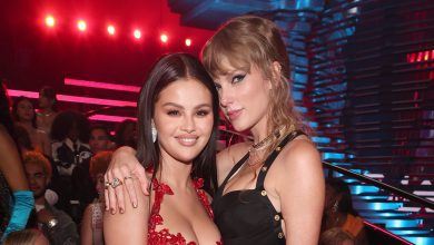 Selena Gomez and Taylor Swift at the 2023 MTV Video Music Awards held at Prudential Center on September 12, 2023 in Newark, New Jersey.