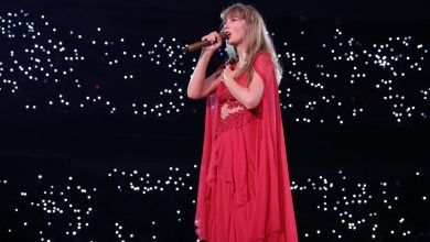 Taylor Swift performing during one of the final shows of her Eras Tour in Vancouver.