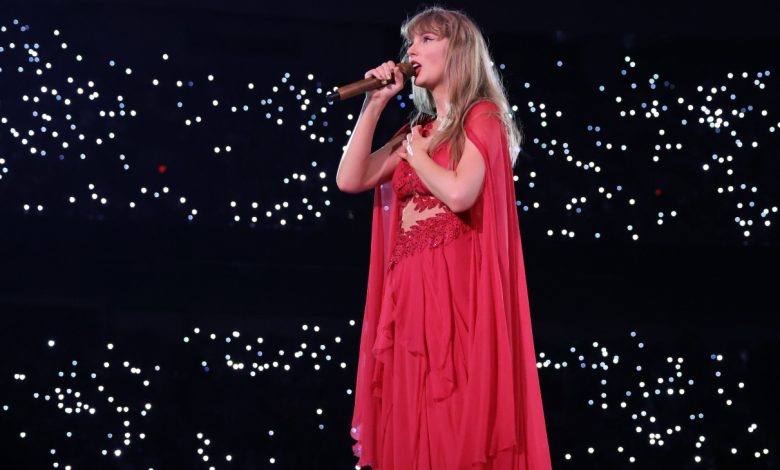 Taylor Swift performing during one of the final shows of her Eras Tour in Vancouver.