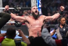 Braun Strowman looks on during SmackDown at Allstate Arena on April 4, 2025 in Rosemont, Illinois.