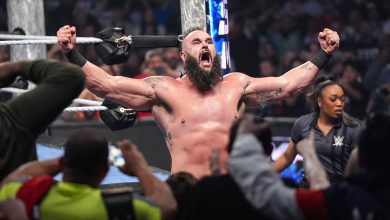 Braun Strowman looks on during SmackDown at Allstate Arena on April 4, 2025 in Rosemont, Illinois.