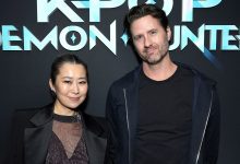 (L-R) Maggie Kang and Chris Appelhans attend Netflix