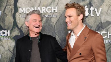 (L-R) Kurt Russell and Wyatt Russell attend the world premiere of Apple TV