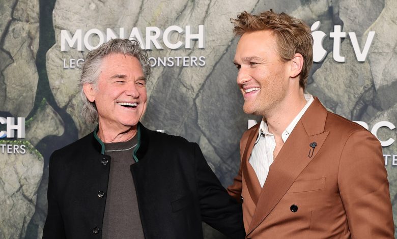 (L-R) Kurt Russell and Wyatt Russell attend the world premiere of Apple TV
